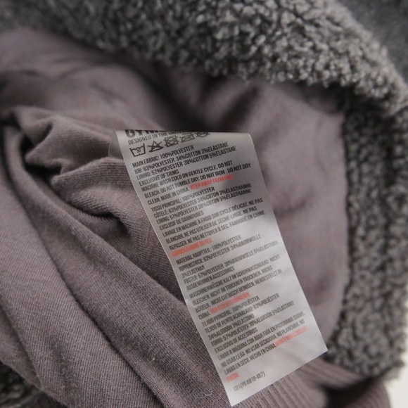 Gymshark Borg Gray Faux Sherpa Hoodie Womens Sz L - Picture 6 of 9